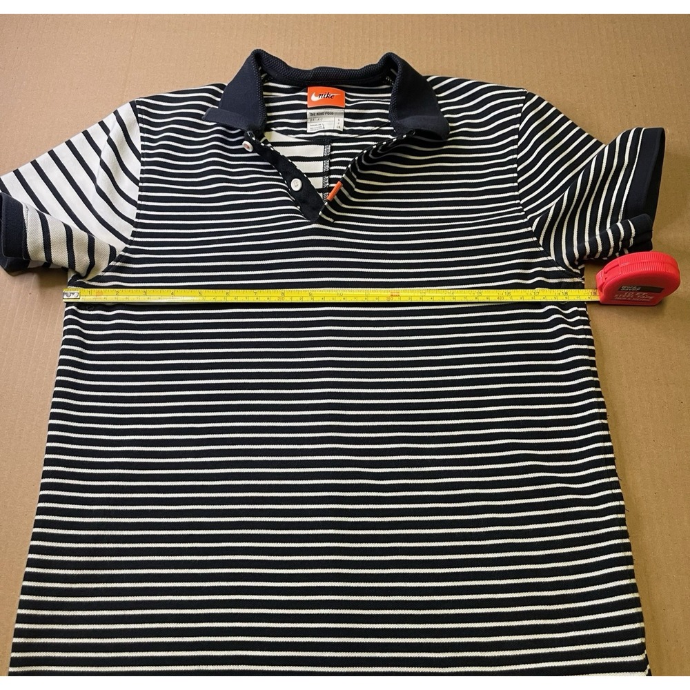 Nike Men's Small Black & White‎ Striped Dri-Fit Polo - Picture 9 of 15
